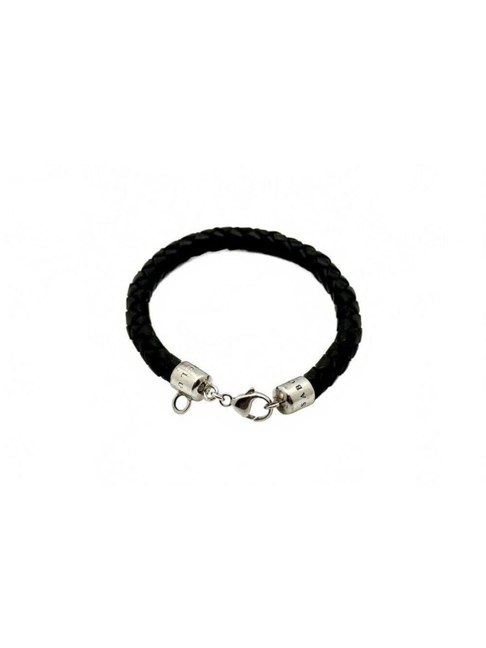 Thomas Sabo Sterling Silver & Black Braided Leather Bracelet 19 cm -Charm Holder